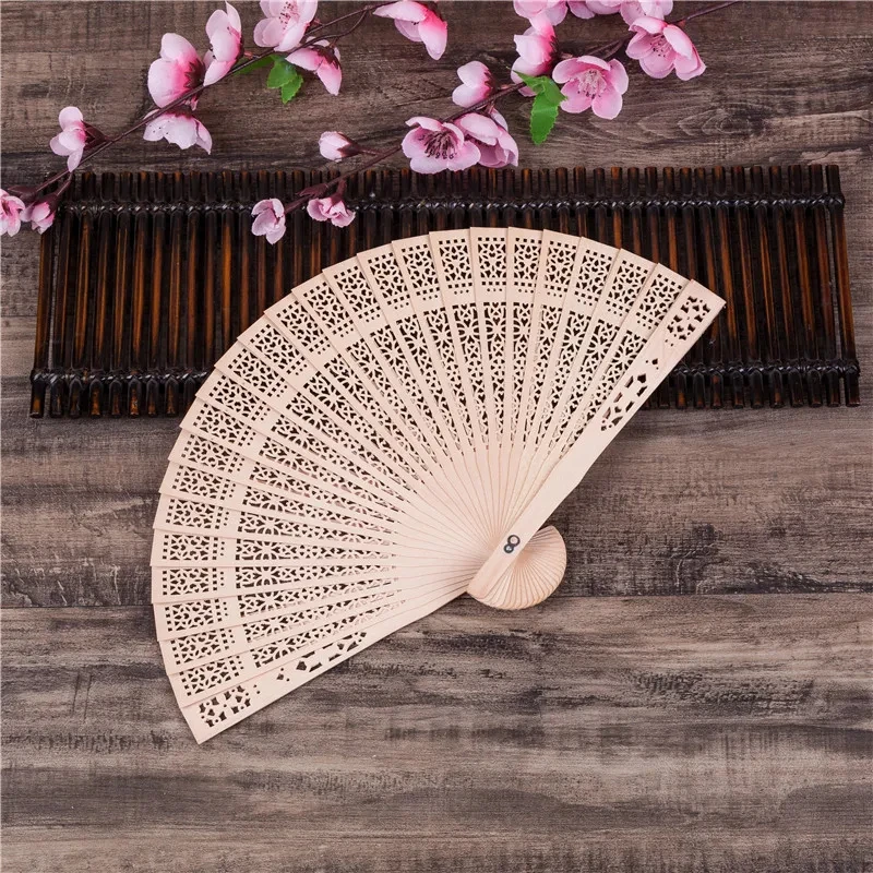 Personalized Carved Handheld Wood Folding Hand Fans Customized Wedding Party Gift Decor Bridal Shower Gift With Opp Bag