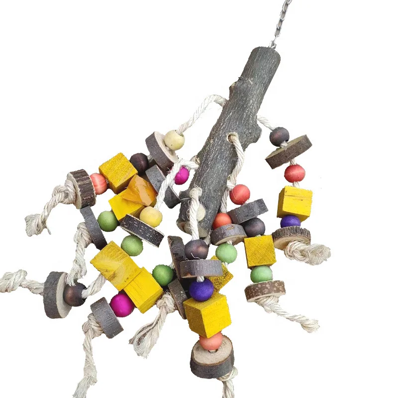 Extra Large Bird Parrot Toys Multicolored Natural Wooden Blocks Tearing Toys for Birds Parrots