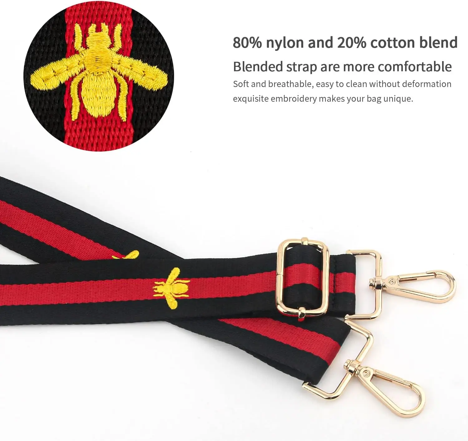 Custom Sublimation Printed Logo Woven Neck Adjustable for Women Handle Handbag Crossbody Polyester Nylon Shoulder Bag Strap