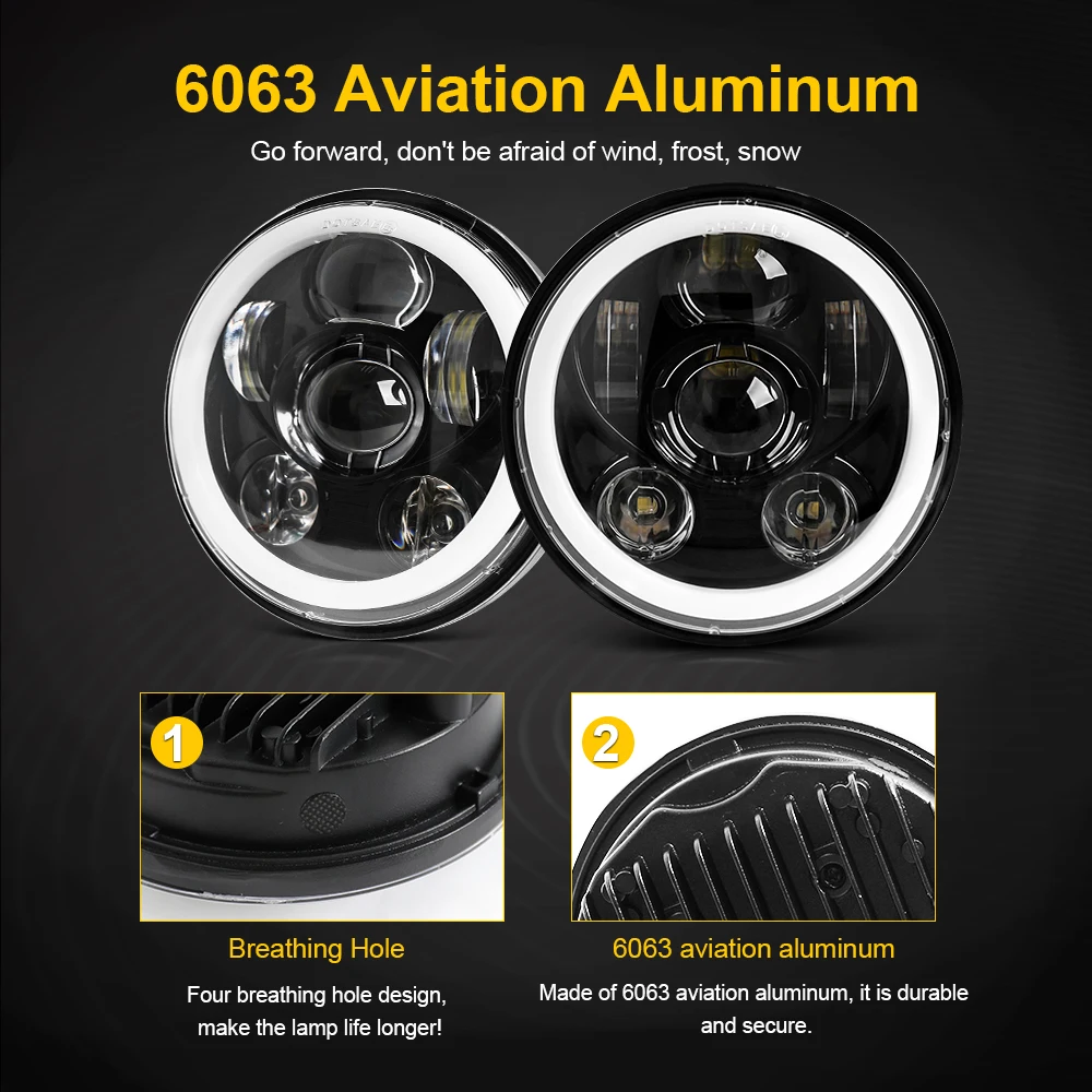 Wholesale Cheapest Front Driving Light 50W Halo Ring DRL Halo Ring 5 3/4 5.75 Inch Motorcycle H4 Led Headlight for Motorcycle