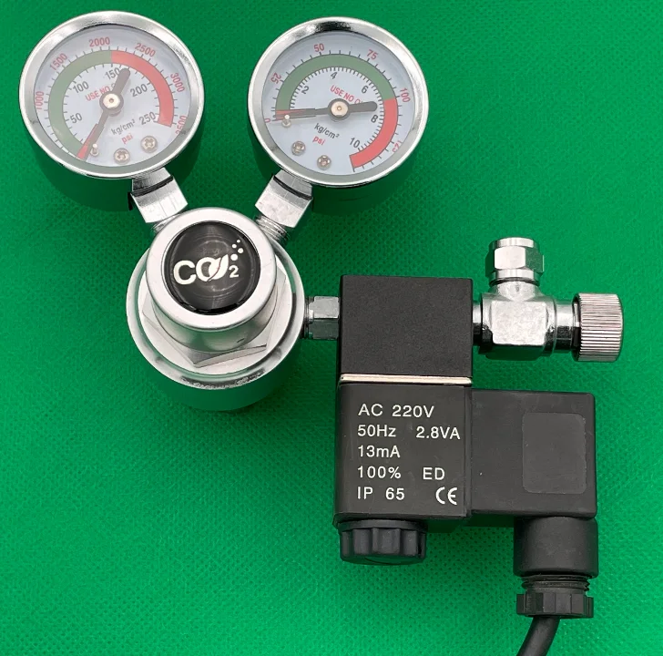 Customized Dual Gauge Aquarium Co2 Regulator With Check Valve Bubble Counter Magnetic Solenoid Valve