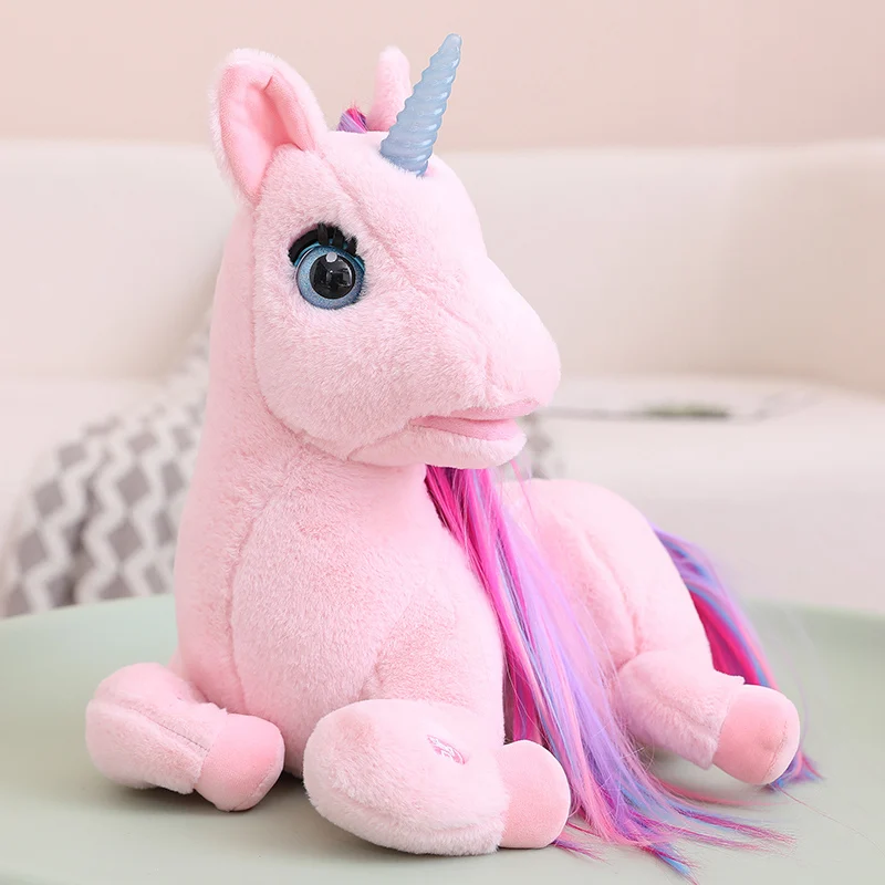 New Sunrise Wholesale Lovely Electromotion Intelligent Cute Pet Plush Colorful unicorn Doll Toy with Beautiful Emulation Hair