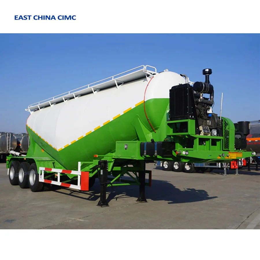 Tri Axles 30Tons 40cbm V Type Dry Bulker Cement Silo Tank Trailer With Air Compressor