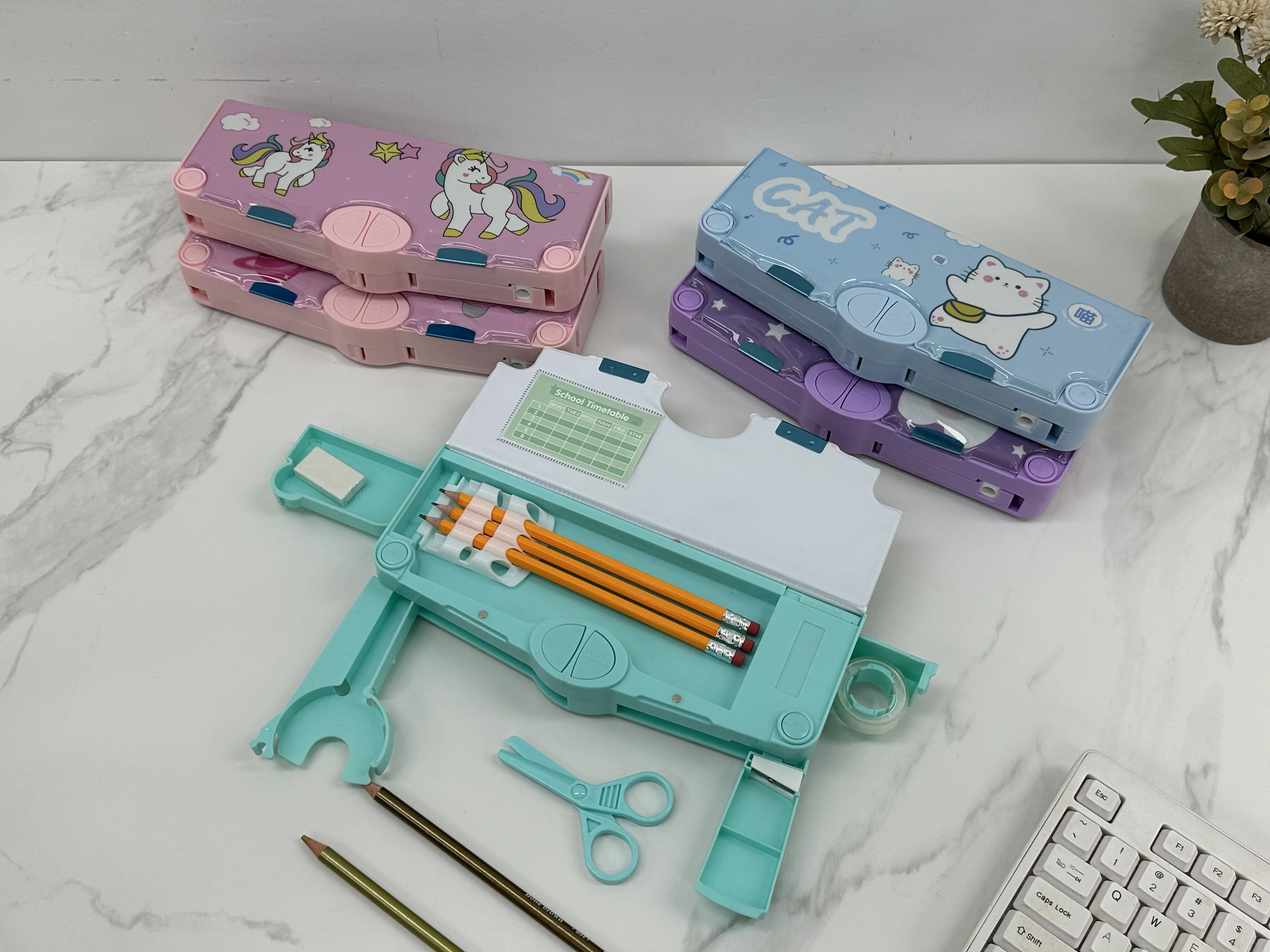 Wholesale Custom Baby Kids Girls Pencil Box Cases Children School Students Plastic Plastic Pencil Box/Case