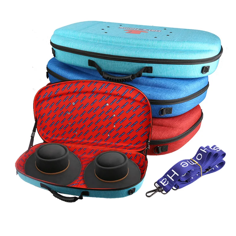 Custom Big Size EVA Fedora Hat Travel Case 2 Pack Hat Carrier Case Storage EVA Bags For Fedora Hats