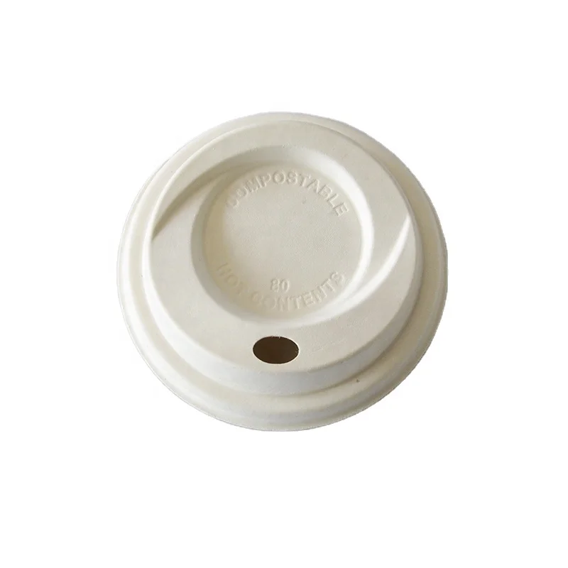 Yopack  hot selling 80/90 mm Disposable coffee cup lid biodegradable and compostable sugarcane bagasse pulp
