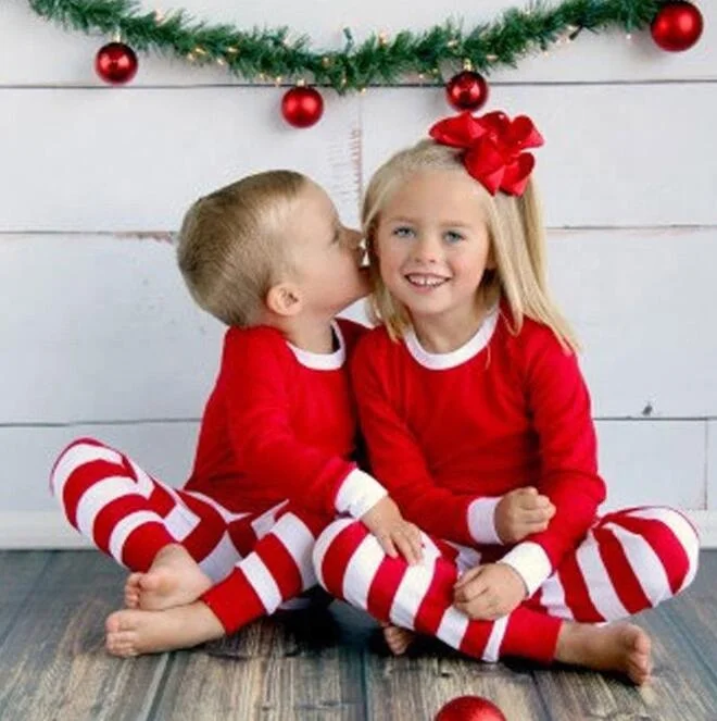
CFP C526 Family Red and White Stripes Pajamas Stripes Christmas Pajamas 