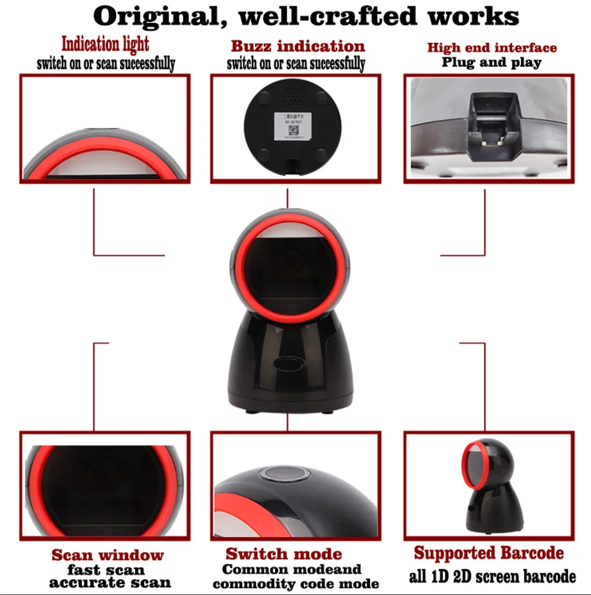 Desktop barcode scanner 1D 2D QR code automatic Price Lector Bar Code  scanning can be customised supermarket OEM ODM