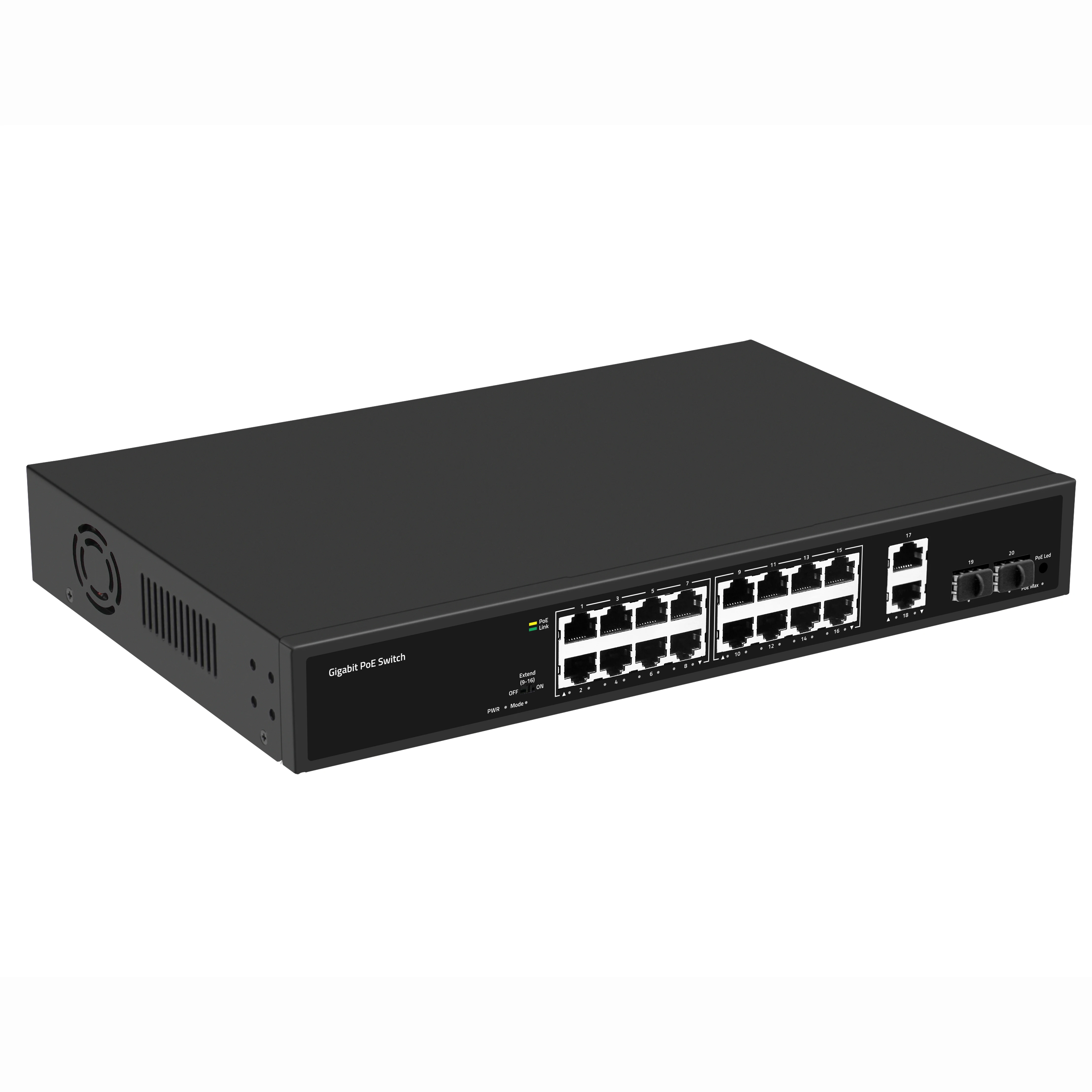 Полногигабитный 16-портовый коммутатор с 2-гигабитным портом SFP общая мощность 300 Вт 48 В переключатель PoE