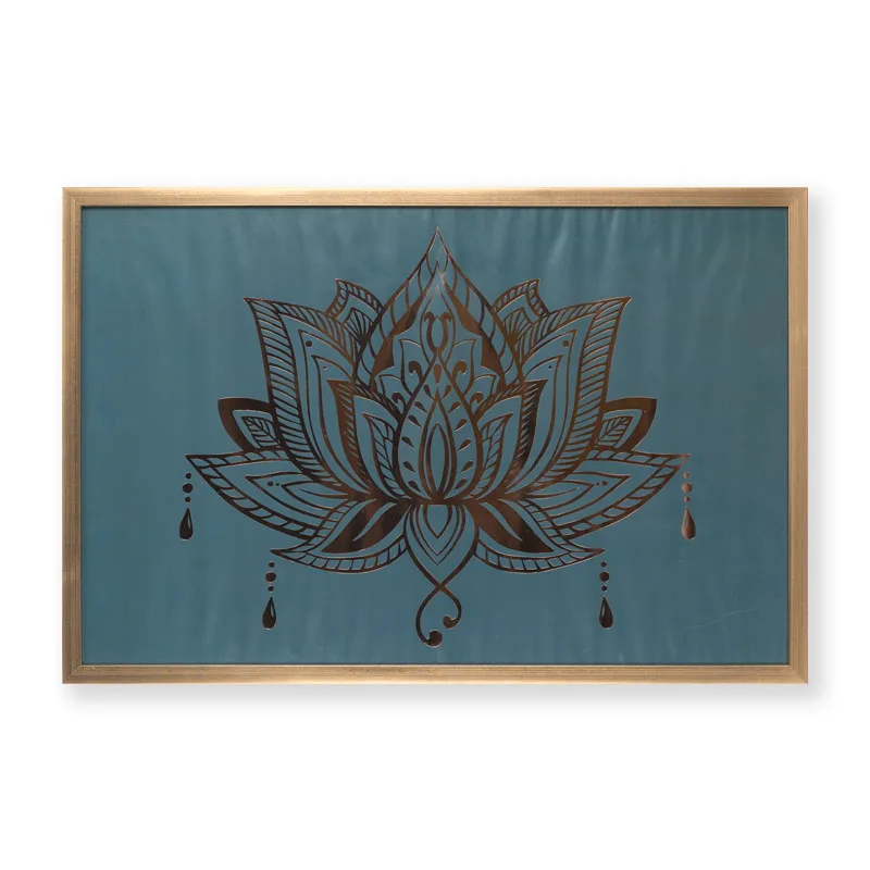 HOFINE Landscape Abstract Golden Lotus Luxurious Decor Nordic Art Pictures Bronzing printing For Living Room Wall Art Decor