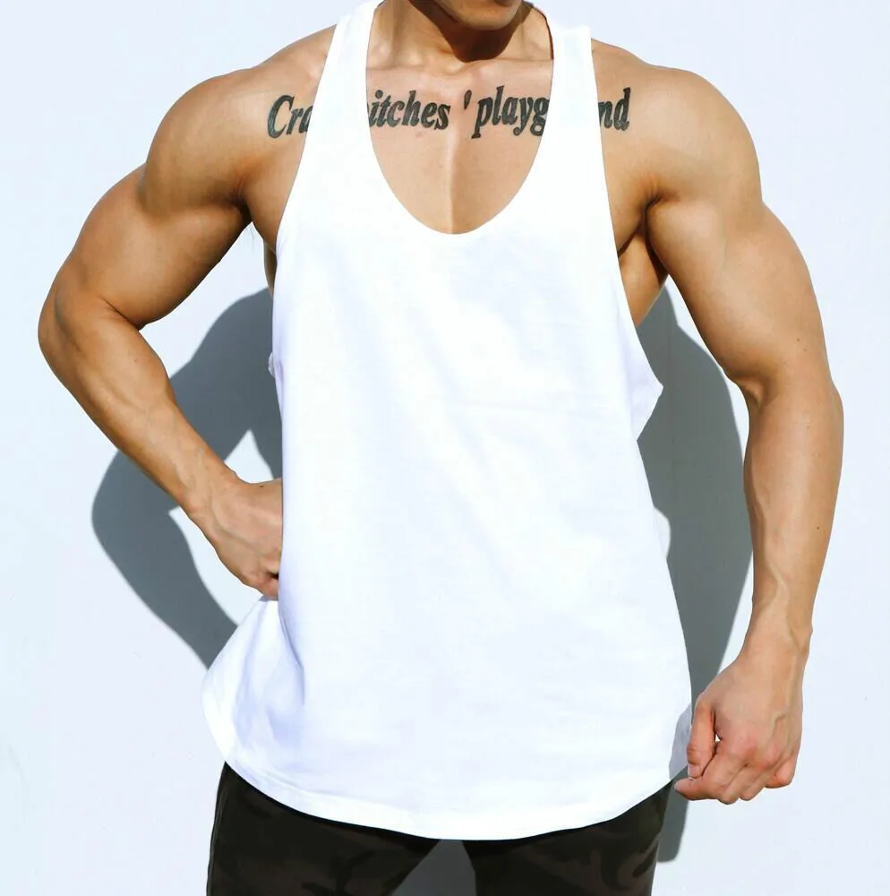 
Wholesale Mens Cotton I-shaped Vest Sleeveless Workout Fitness Tank Top For Gym Running 
