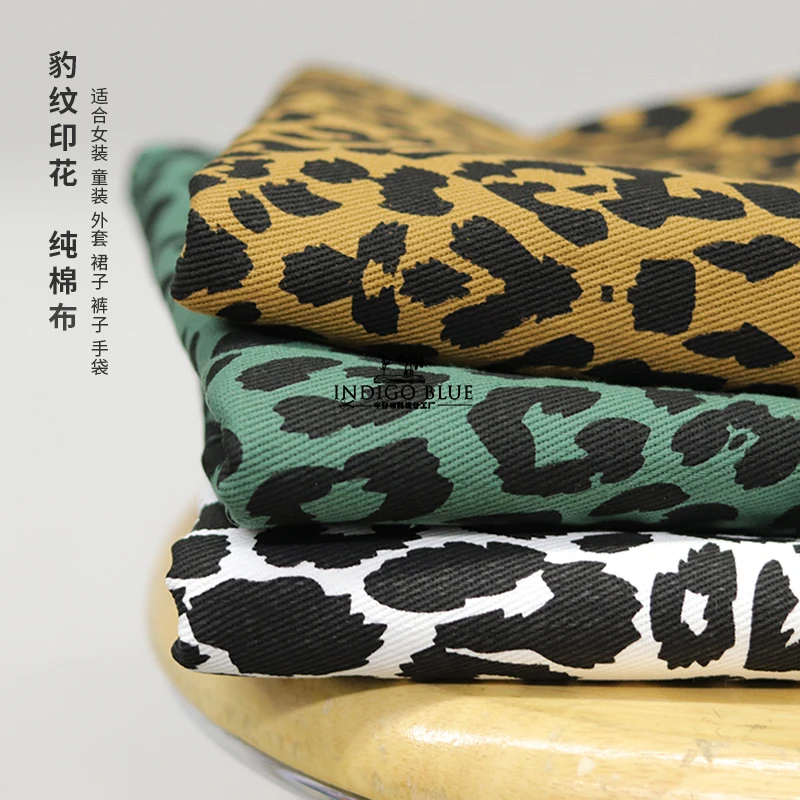 
Twill 100% Cotton Fabric Leopard Printed Fabric For Coat Pant Bag Hat clothing fabric 