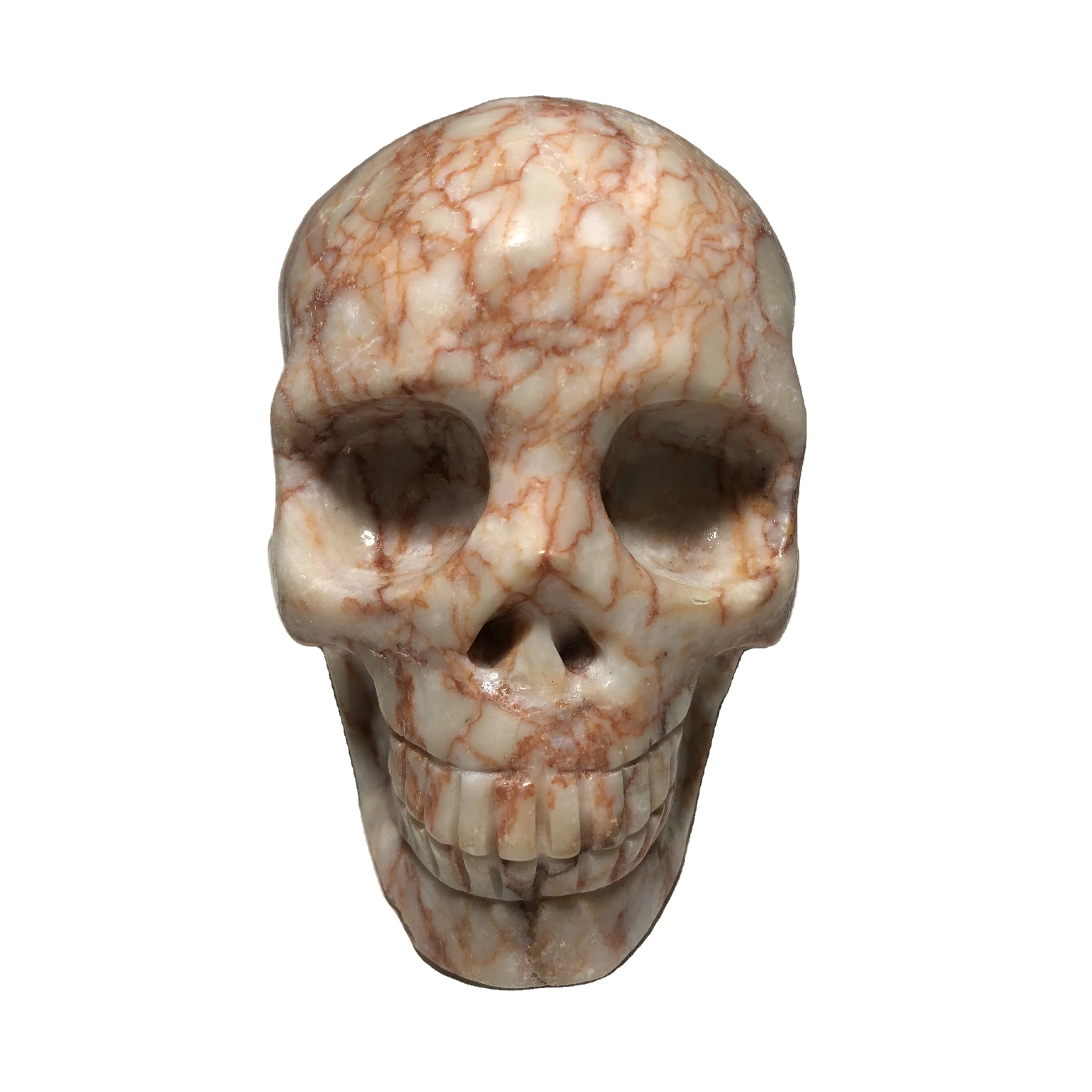 
 Wholesale Crystal Carved Hot Selling Hand Made Crystal Stone Craft Coral Jade Skulls For Gift  
