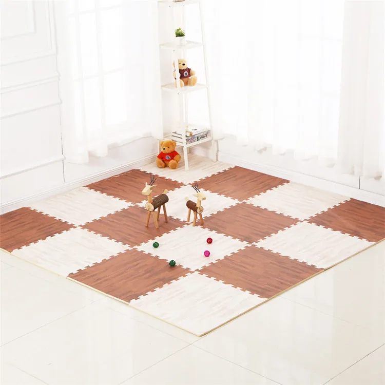 EVA Soft Foam Wood Effects Interlocking Floor Play Mats Tiles Set for Baby Play Games Crawling Mat Kids Playmat
