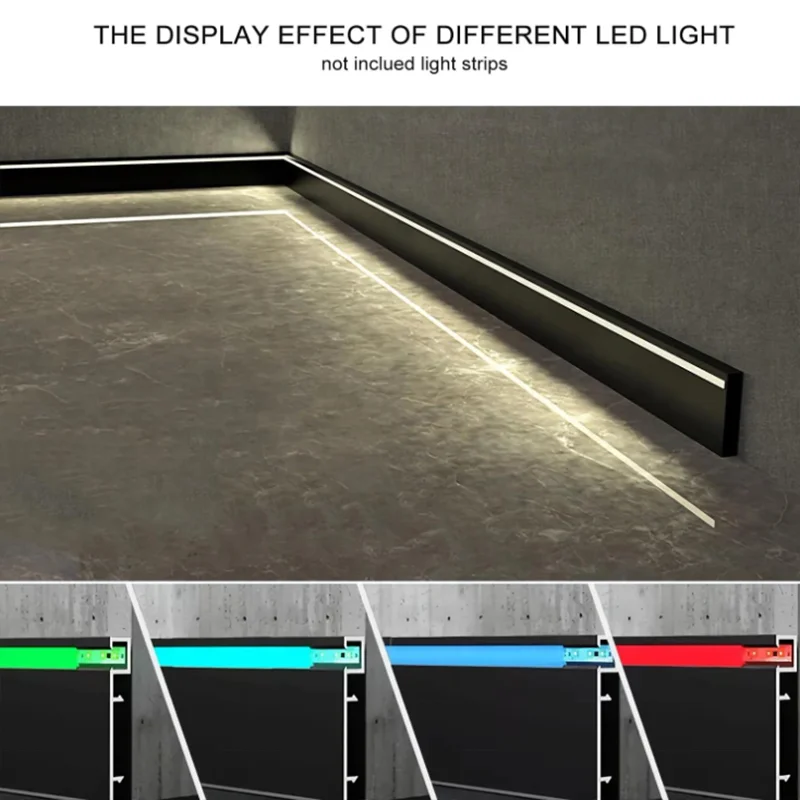 Aluminum Alloy Baseboard Surface Mounted Led Corner Line Hotel Metal Baseboard Led Skirting Board