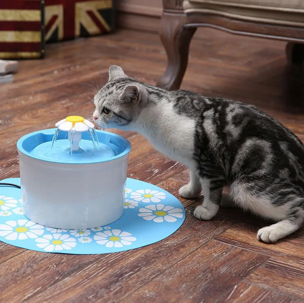 
Automatic Electric 1.6L Little Flower Cat Drinking Fountain Dispenser Pet Water Cat Fountain with Silicon Mat 