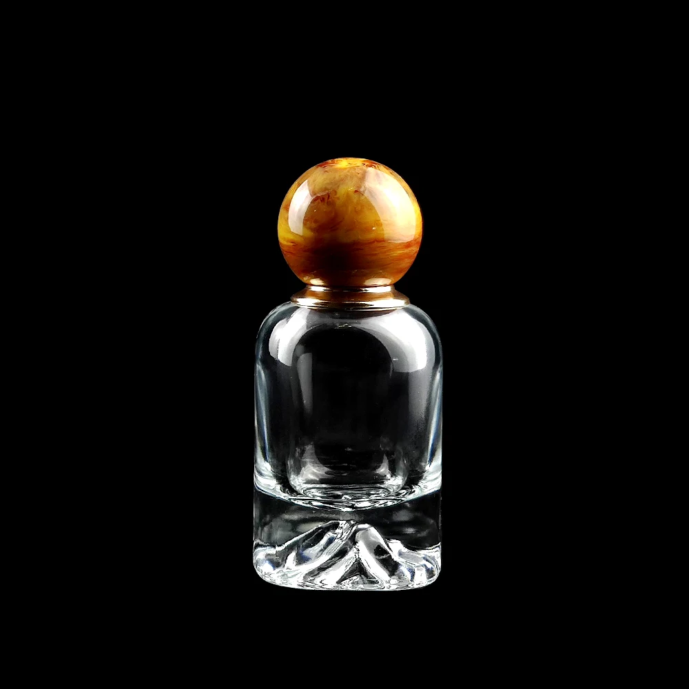 50ml Custom design high quality luxury thick base special crystal clear glass perfume bottle with resin cap