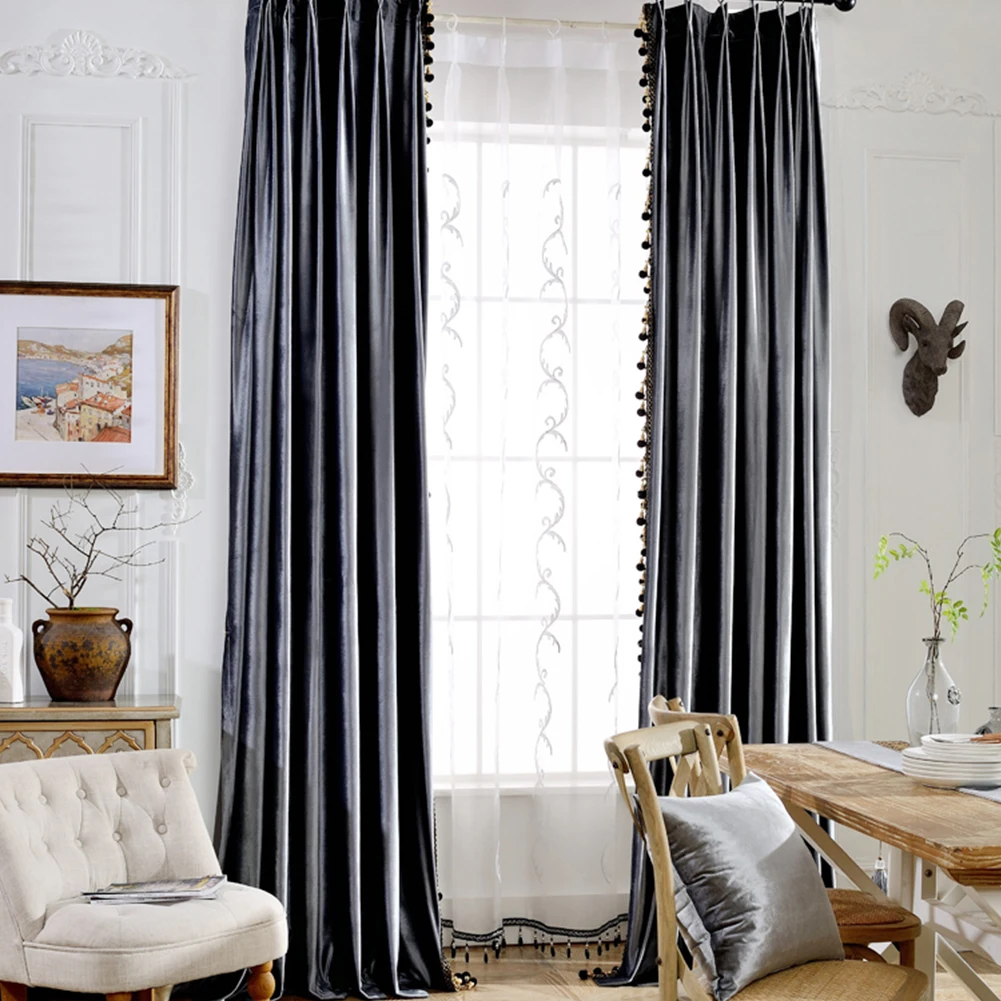  Hot Sell Solid Colors Ready Made Velvet Blackout Curtains Used for the Hotel Living