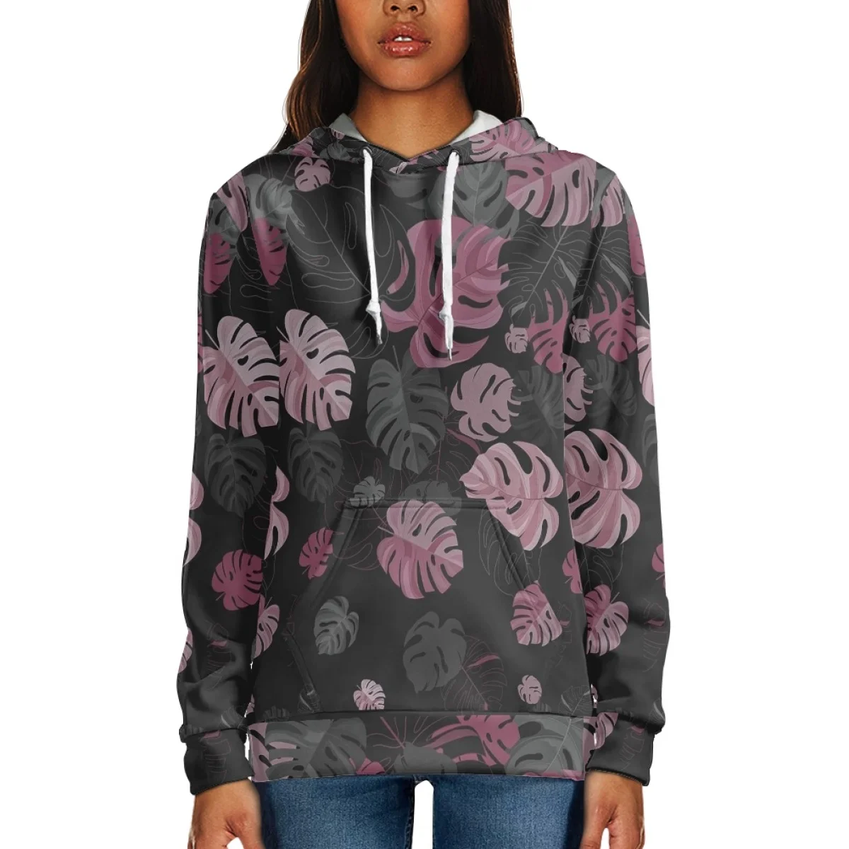 Custom Print Hwaii Monstera Hoodies For Girl Wholesale Contractor 3D Digital Printing Polyester  Tropical botanical Hoodies