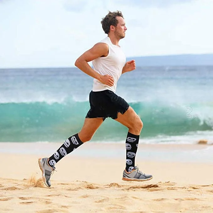 Unisex Novelty Jacquard Pattern Compression Socks Stretchy Zipper Leg Support