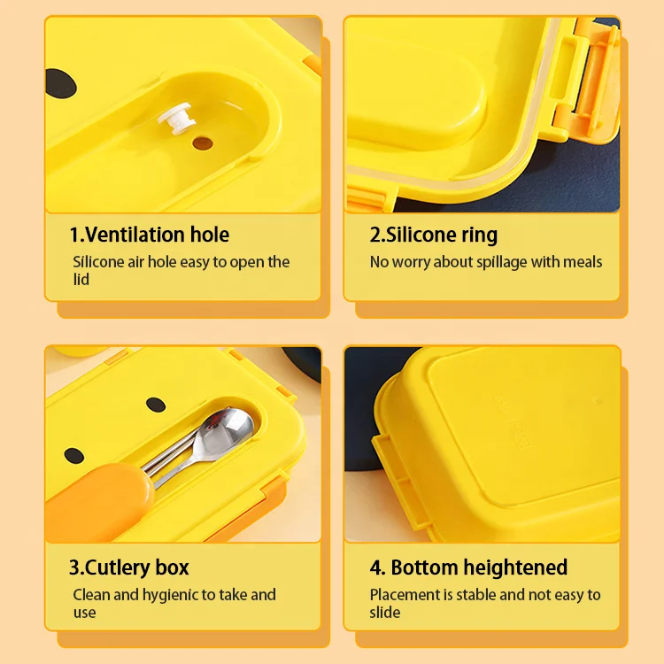 High Quality Cute Design Carry-all Loncheras Para Nios Stainless Steel 316 Lunch Bento Box With Cutlery