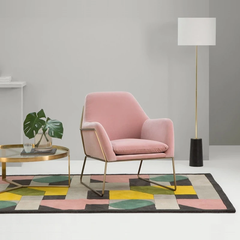 
modern furniture design metal frame fabric cushion single living room sofa chair 