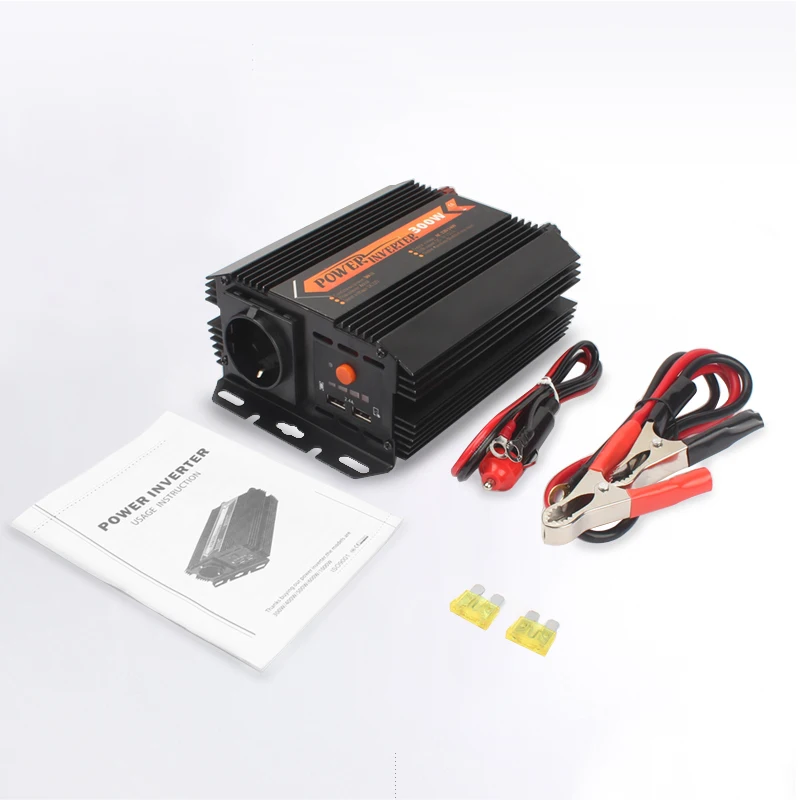 Инвертор мощности 300 Вт, высококачественный автомобильный инвертор мощности, золотой поставщик, модифицированный синусоидальный сигнал от 12 В до 220 В, солнечный инвертор 300 Вт