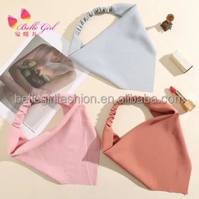 Bellegirl 2021 Новый стиль винтаж маленьких детей; 6 однотонных цветов платок эластичные повязки для волос полиэфирная треугольная повязка на голову для женщин