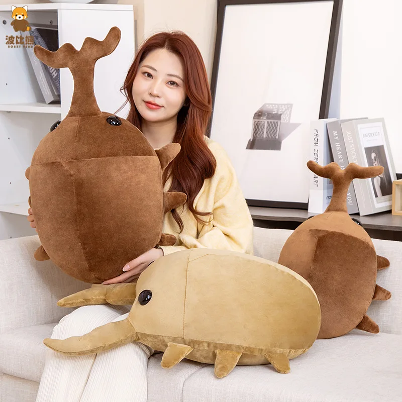 Factory Price Custom 50cm-60cm Cute Stuffed Animal Unicorn Beetle Plush Toy Insects Plush Peluche Toy Shovel Beetle Plush Doll