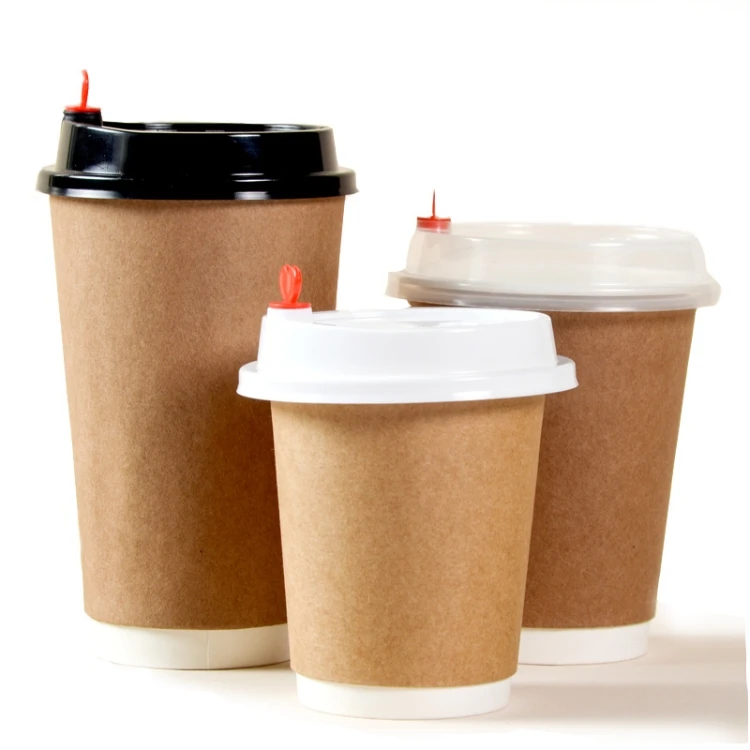 Printed Disposable Kraft Hollow Paper Cup Thickened Double-layer Insulation Tea Soy Milk Cup Coffee Takeaway Packaging Paper Cup