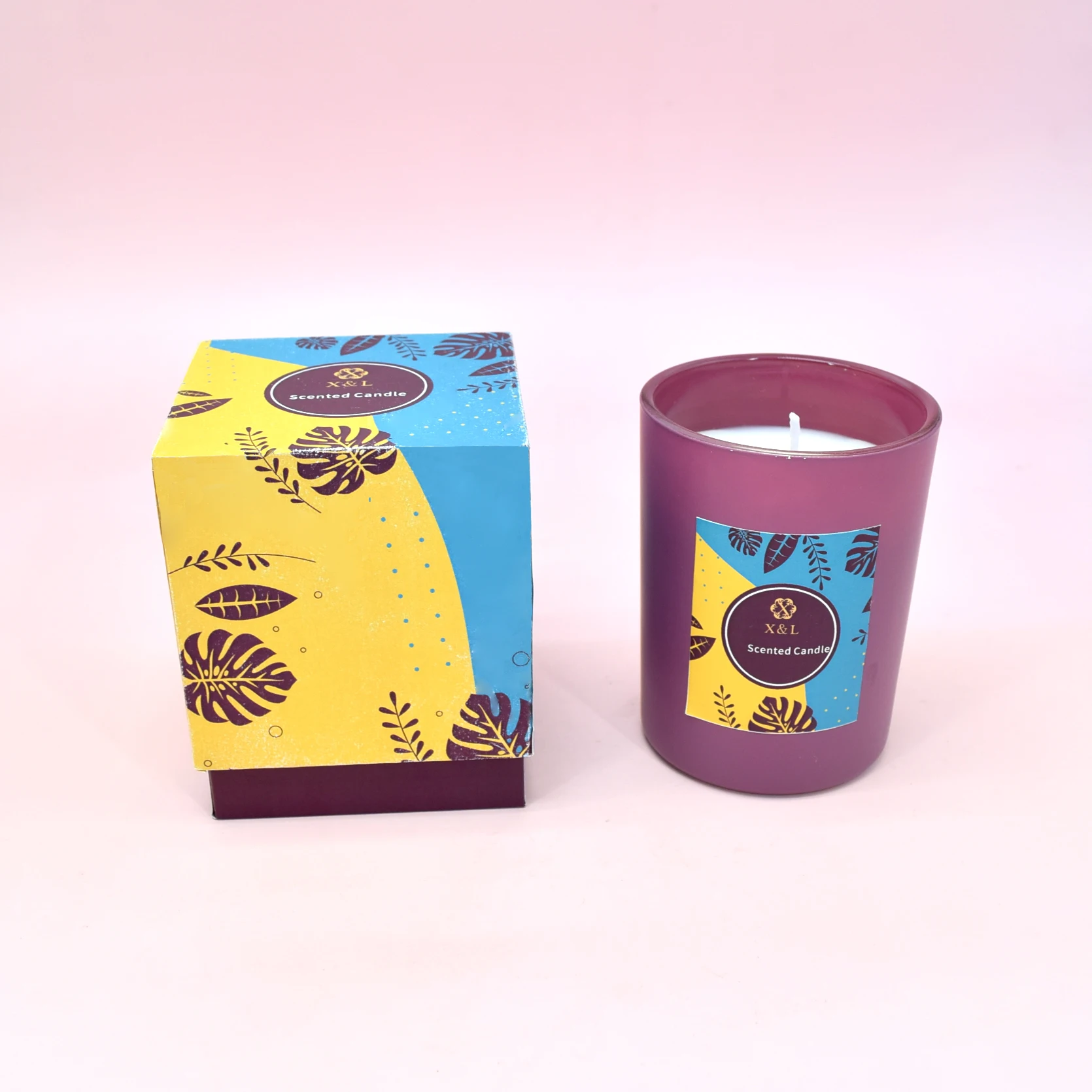 Luxury Home Decor Opaque Matte Color Glass Jar Candle Private Label Matte Glass Jar Smokeless Scented Soy Wax Candle in Gift Box