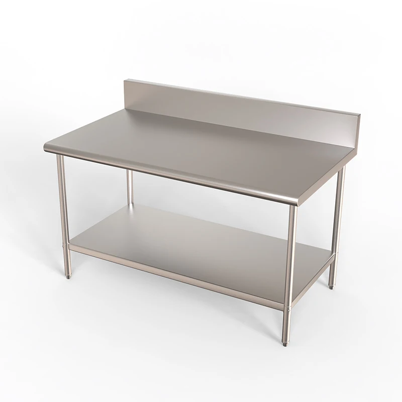 hot selling 201 304  kitchen stainless steel worktable bench With backrest