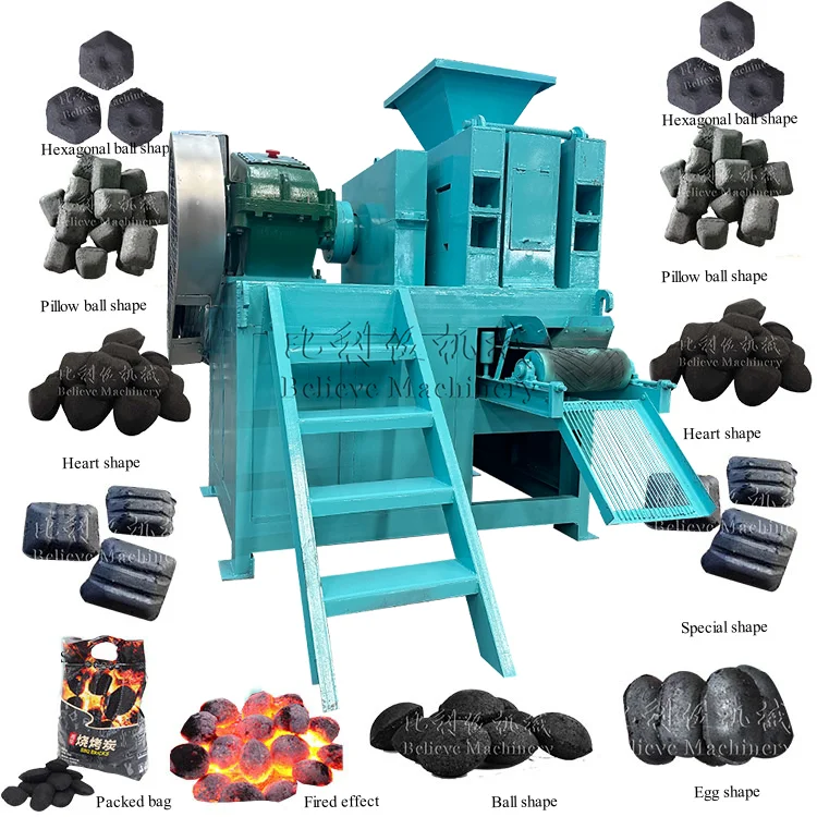 Believe Machinery bbq charcoal coal powder coconut charcoal wood briquettes making machine briquette press machine price factory