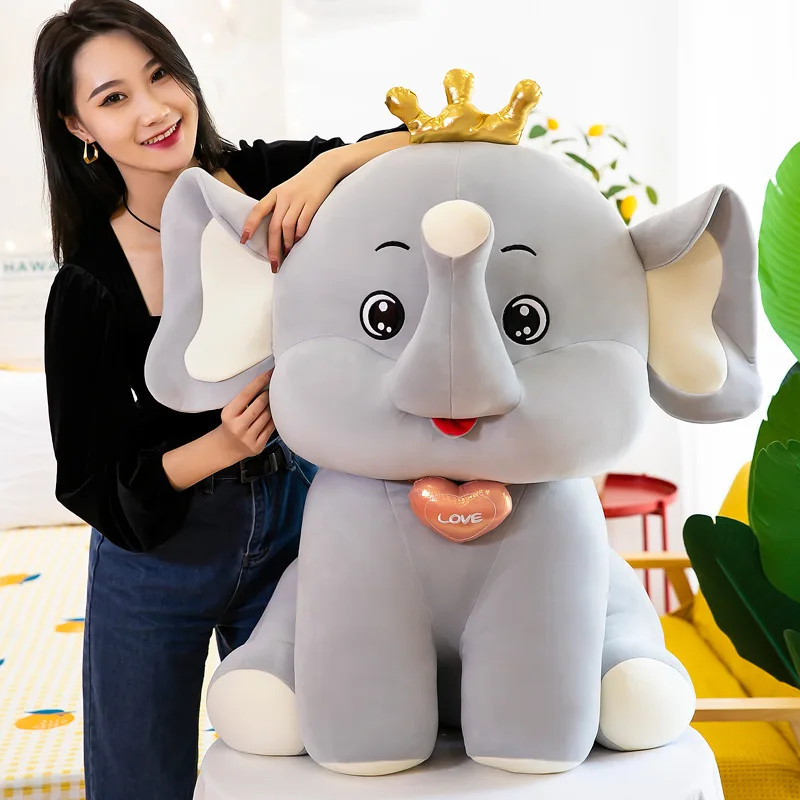 Claw Machine 8inch Crown Elephant Doll Plush Toy Girl Heart Bed Sleeping Pillow Children Wholesale Mini Crane