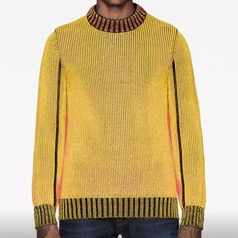 Custom Knit Crew Neck  Sweater Fashion Technology Thermo Sensitive Yarn Color Changing  Sweater Men