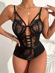 CIVET Lace Hollow Perspective Mesh Sling Exotic Sexy Lingerie Teddy Sexy Women Lingerie Bodysuits