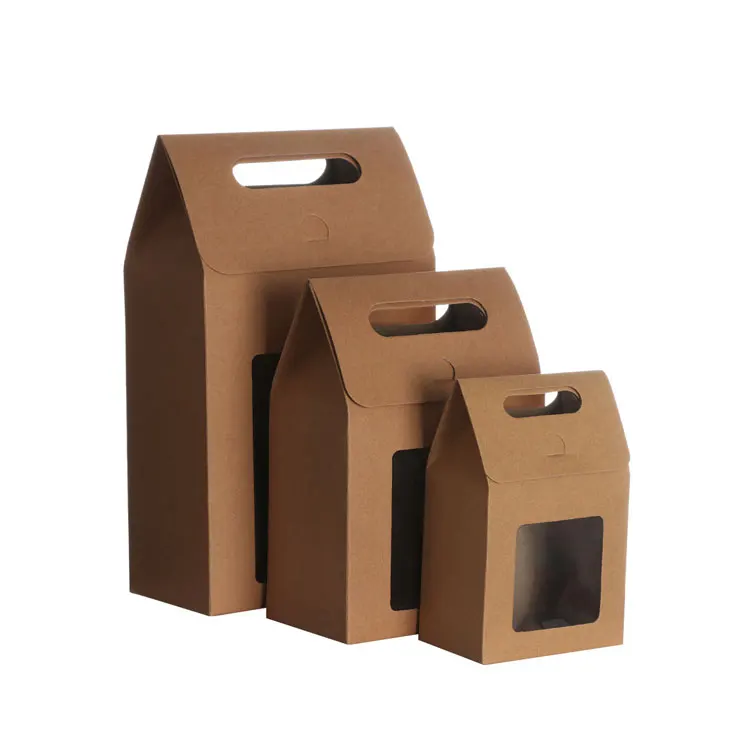 Luxury Black Clear PVC Window Kraft Paper Bag