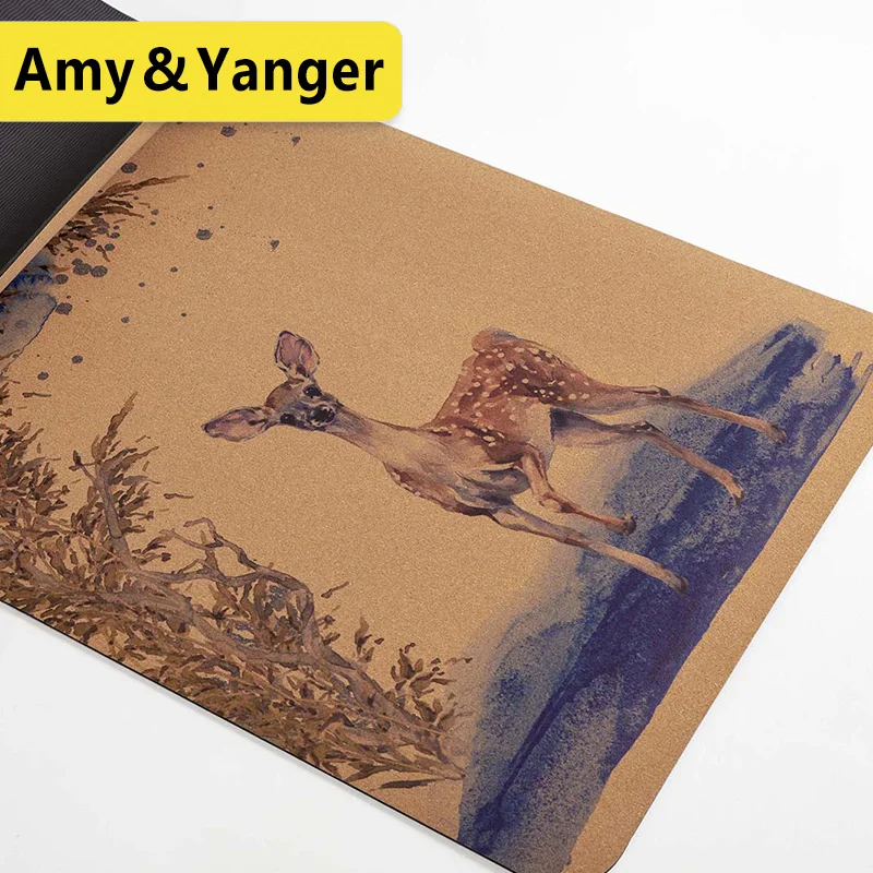 
New waterproof Cork TPE yoga mat anti slide with printing Sanskrit 