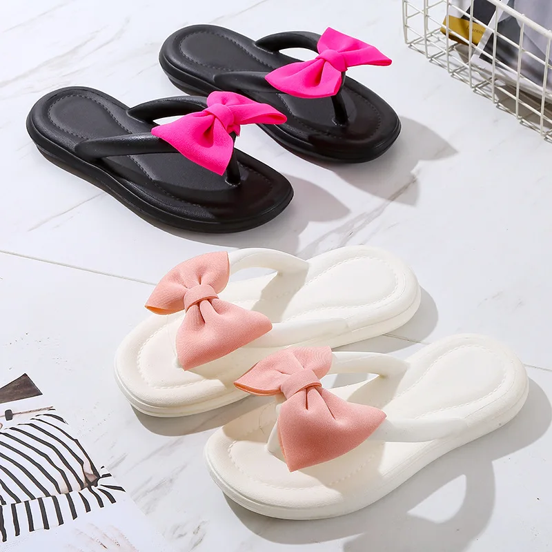 New Bow Flip-flops Cute Fairy Sandals Step On The Cloud Home Beach Anti-slip Slippers