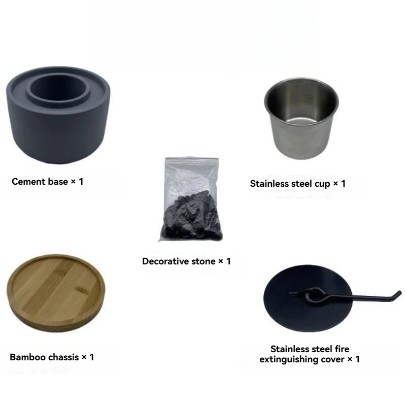 Premium Portable Fire Bowl Mini Ethanol Fireplace Concrete Tabletop Fire Pit for Indoor & Outdoor Use Smokeless