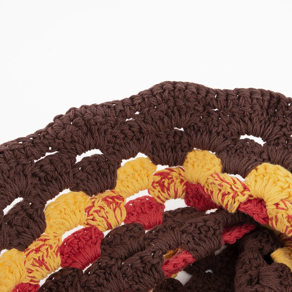 Hand made crochet bucket hat hollow wool hat contrast knitted basin hat