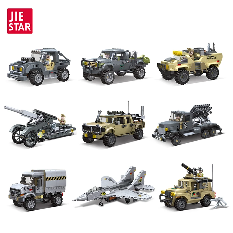 JIESTAR TOY Kids Diy Educational Military Combat Vehicle Army Truck Car Model Building Block Set Boys Girls Collectible Gift Set