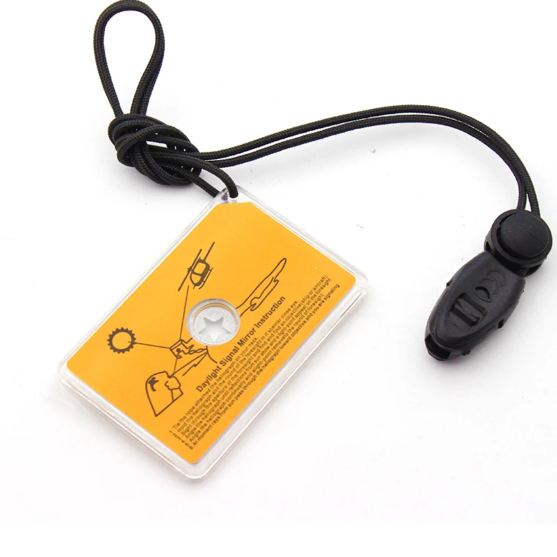 Portable Camping Daylight Signalling Mirror Survival Emergency Rescue Square Signal Mirror with Emergency Whistle