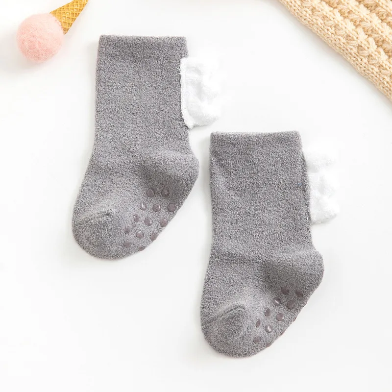 New Baby Kids Boys Girls Dinosaur Kids Coral Fleece Warm Winter Toddler Socks Fuzzy Anti-slip baby socks girl