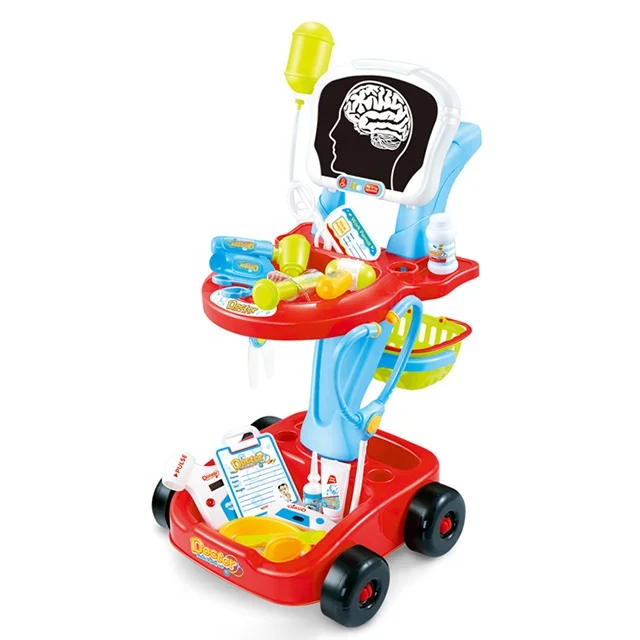 
Preschool educational indoor games medical kit toy doctors play set double decker trolley role play pretend play for kids 