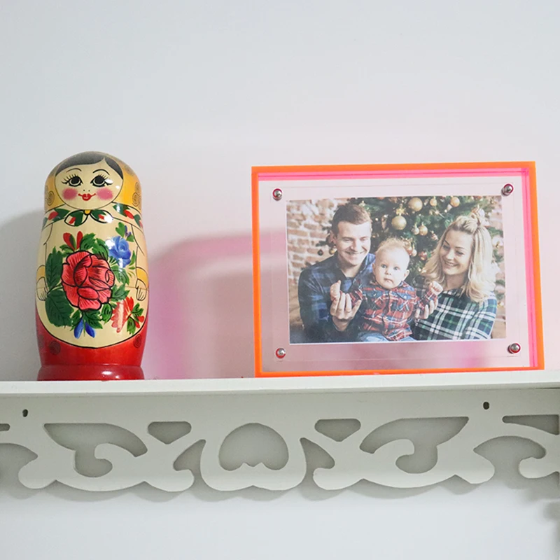 2022 новый дизайн Новое поступление Мини акриловая фоторамка Instax с неоновыми красными краями