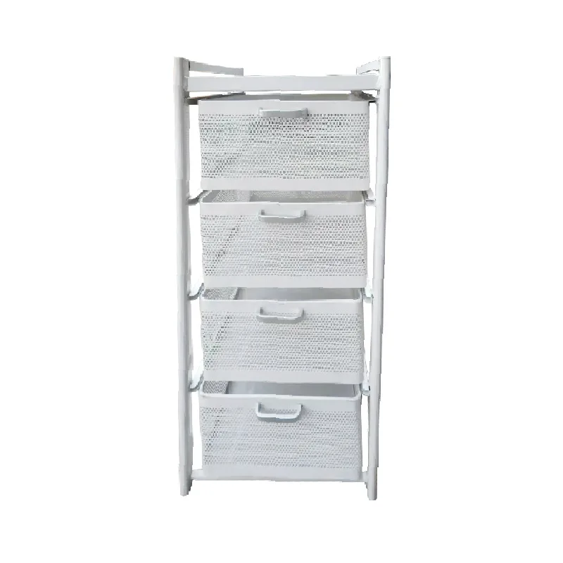 Household 3 Layers Drawer Square Rack Standing Type Hollow Movable Storage Shelf Breathable Vegetables Sundries Sorting Trolley