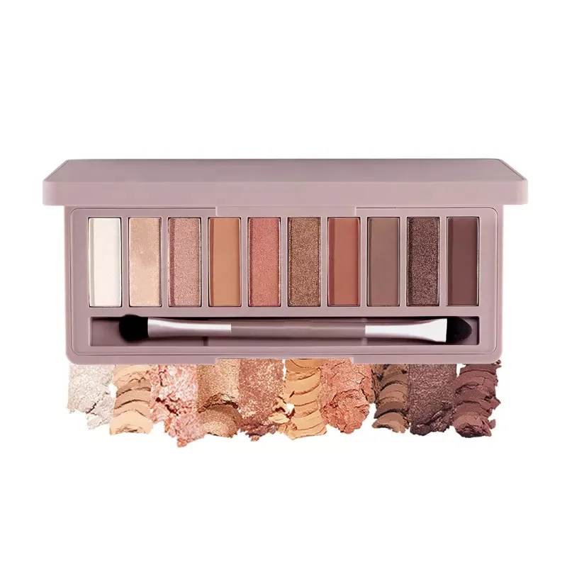 SHICELLE Wholesale Custom Makeup Palette 10 Colors Pink Eye Shadow High Pigment Nude Eyeshadow with Brush