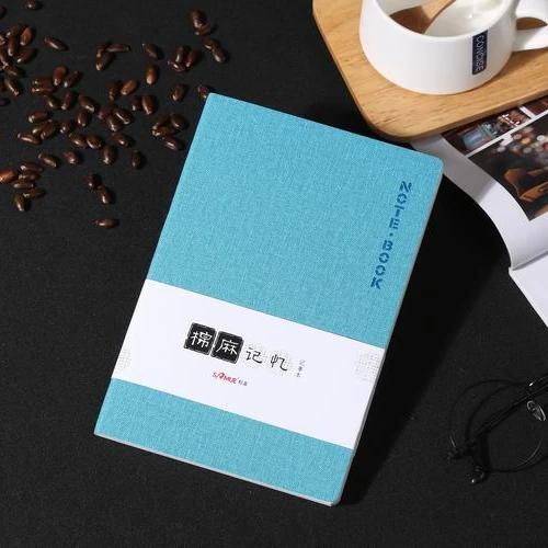 Pocket size linen PU leather soft cover navy notebook journal notepad