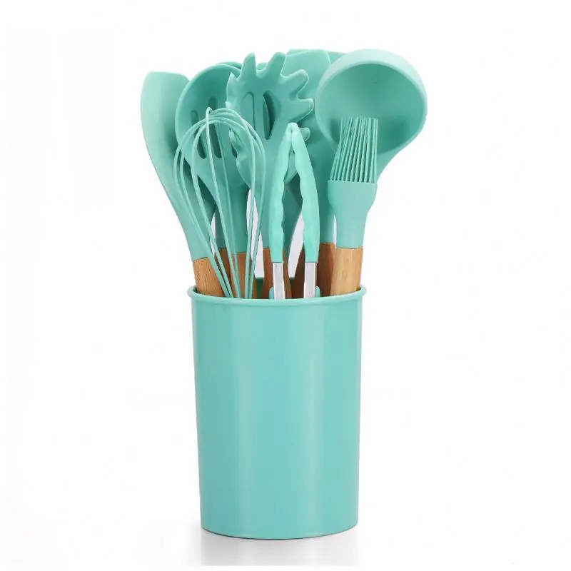 11 Pieces Silicone Cooking Ware, Heat Resistance Silicone Set Of Cookware Set Of Family Suits Cookware